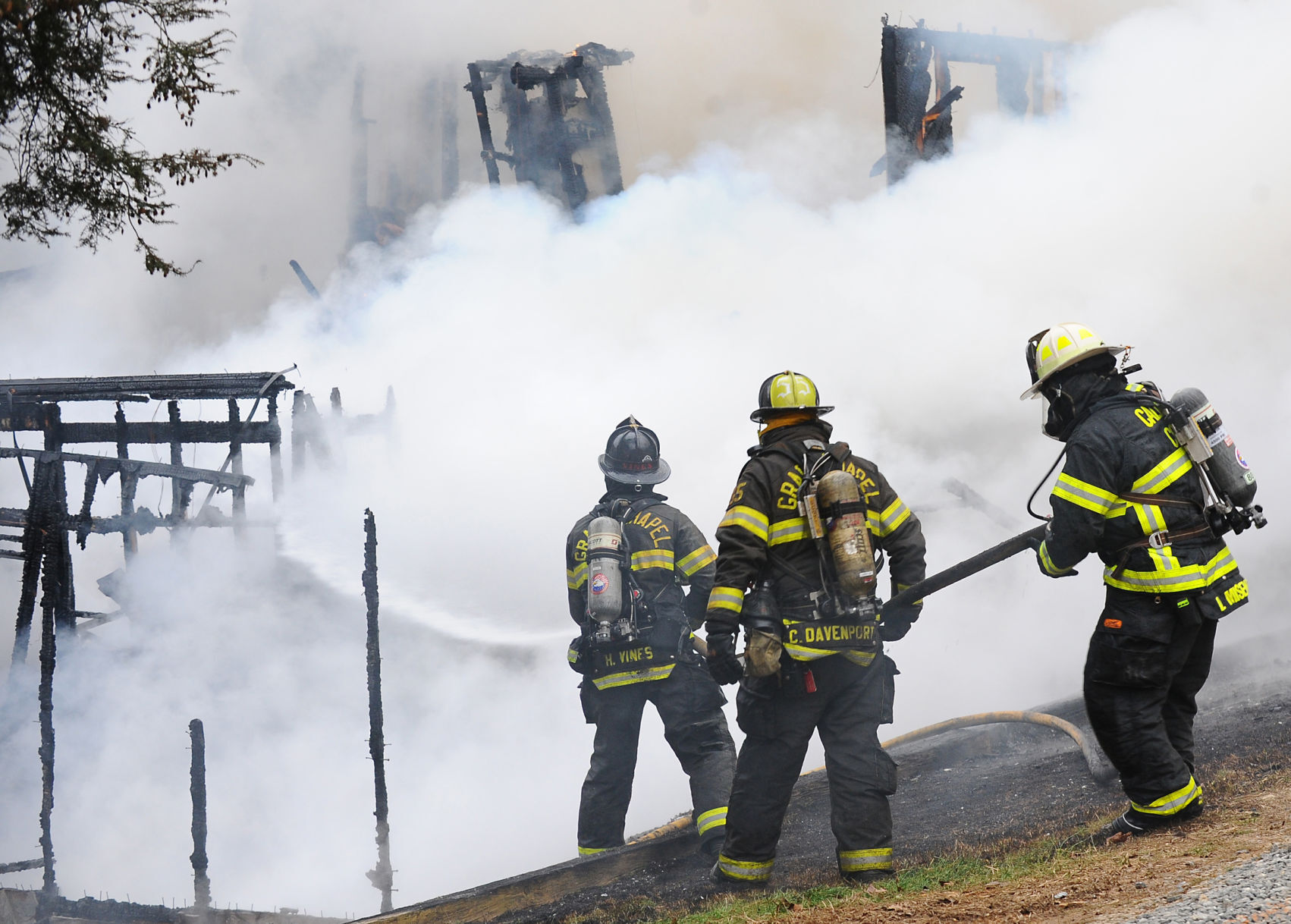HOUSE FIRE WITH 3 FIREFIGHTERS